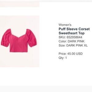 Abercrombie & Fitch Pink Crop Blouse with Puffed Sleeves